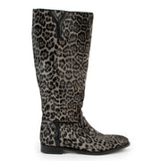 Yves Saint Laurent Leopard Grey Flat Boots