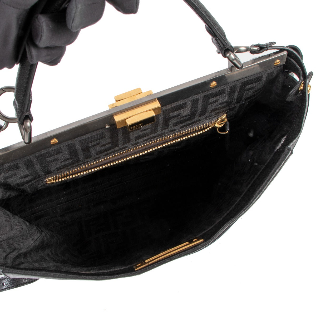 Fendi Black Peekaboo Goatskin Large Handbag