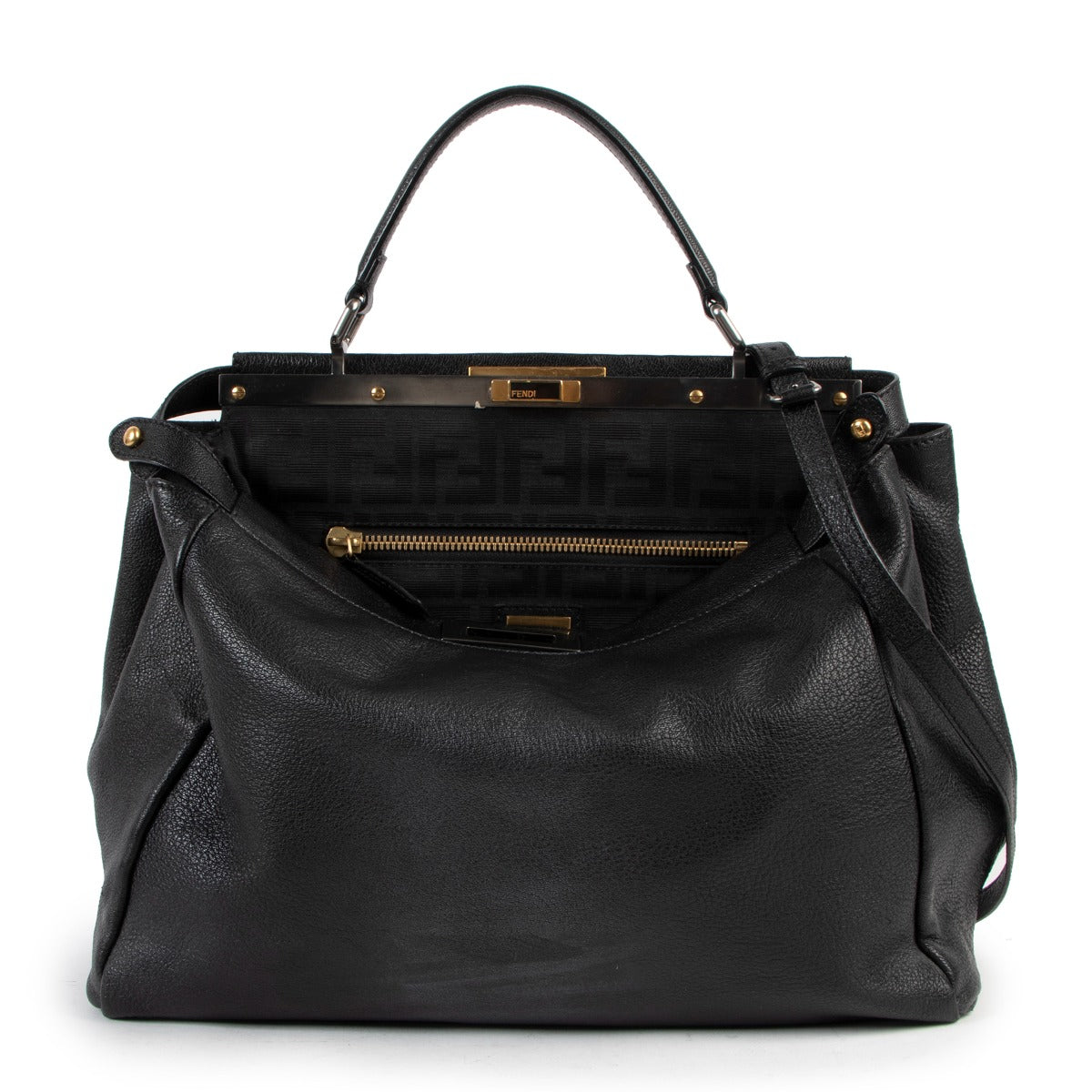 Fendi Black Peekaboo Goatskin Large Handbag