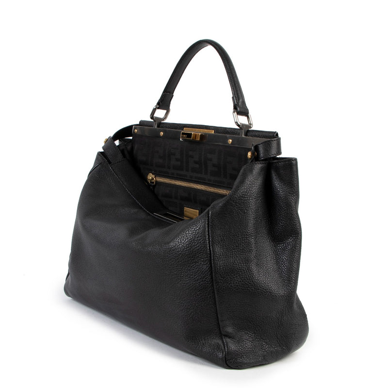 Fendi Black Peekaboo Goatskin Large Handbag