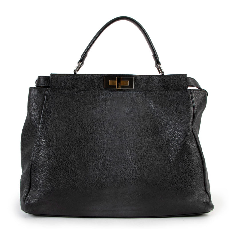 Fendi Black Peekaboo Goatskin Large Handbag