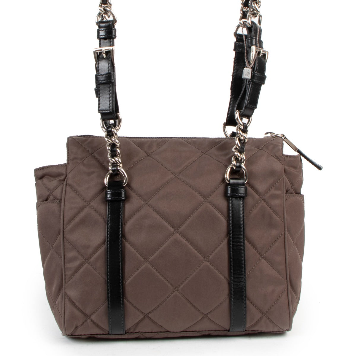 Prada Grey Quilted Tessuto Shoulder Bag