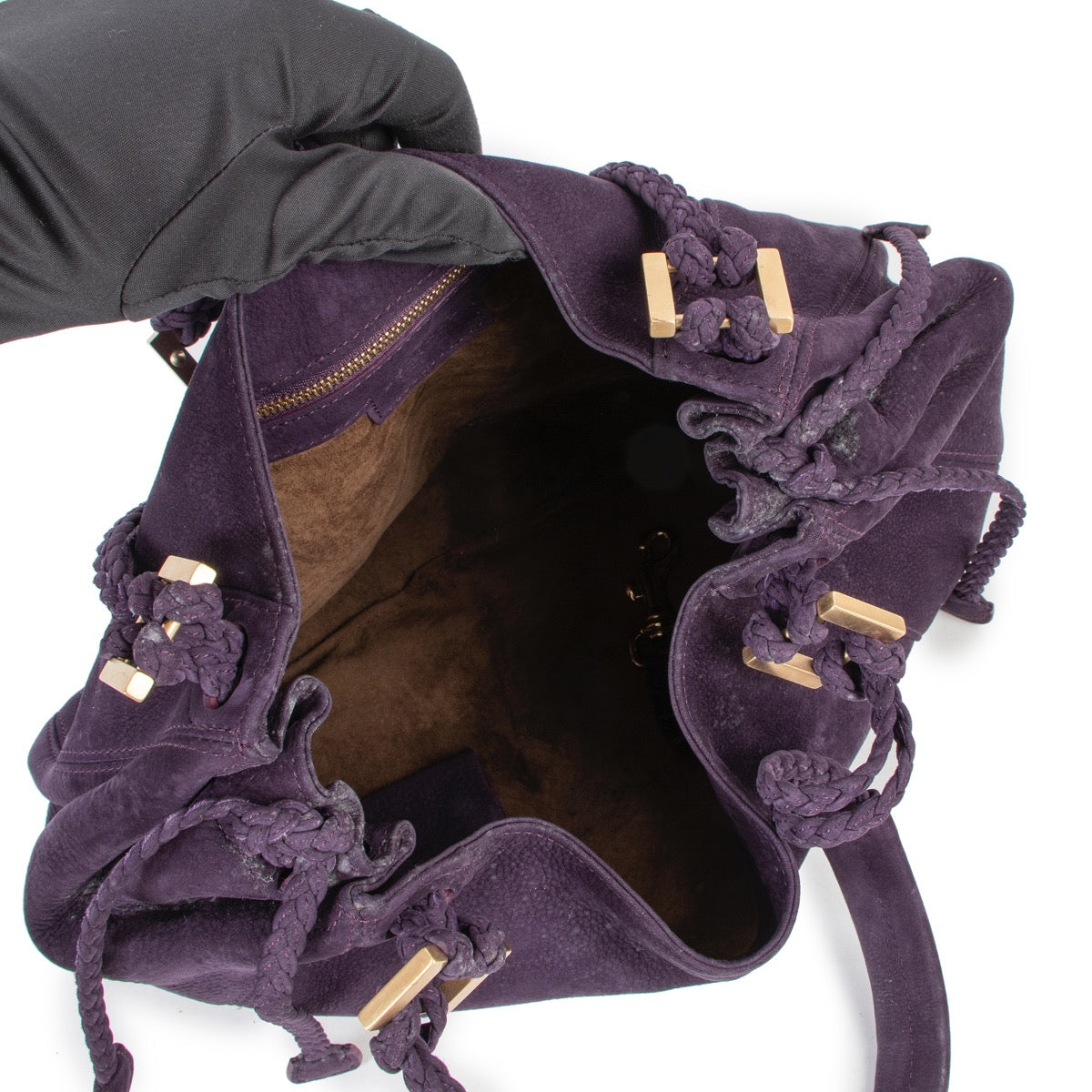 Buy authentic second hand Delvaux Purple Suede Eugene Shoulder Bag in good condition at Labellov in Antwerp.