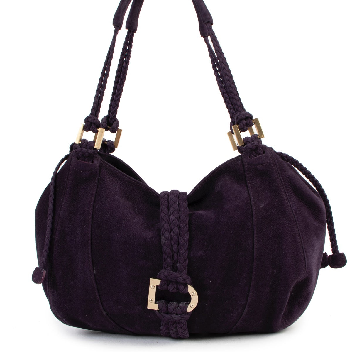 Buy authentic second hand Delvaux Purple Suede Eugene Shoulder Bag in good condition at Labellov in Antwerp.