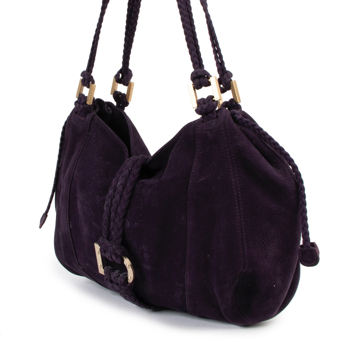 Buy authentic second hand Delvaux Purple Suede Eugene Shoulder Bag in good condition at Labellov in Antwerp.