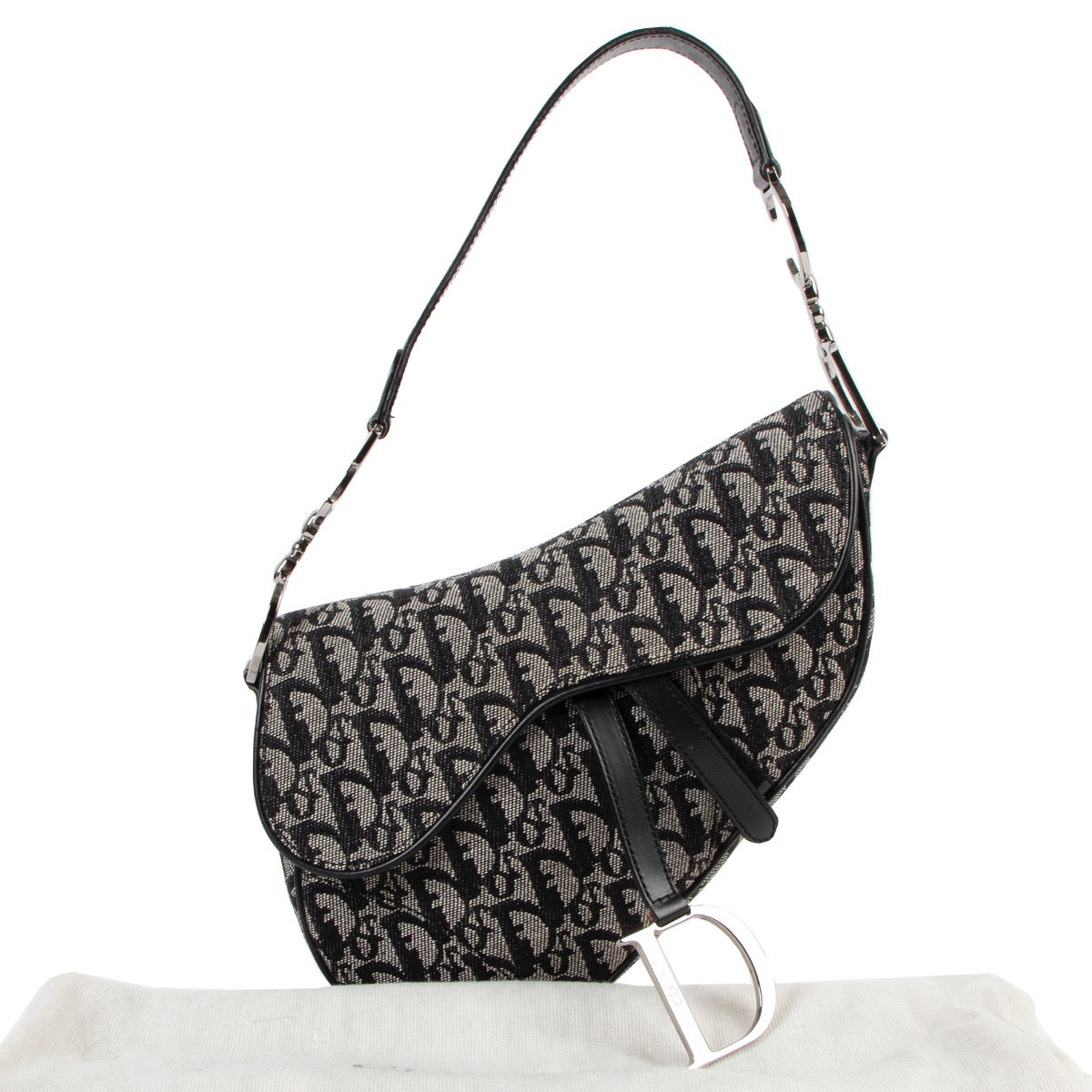 Shop now for your pre-loved, 100% authentic Christian Dior Black Oblique Canvas Saddle Bag , at Labellov.