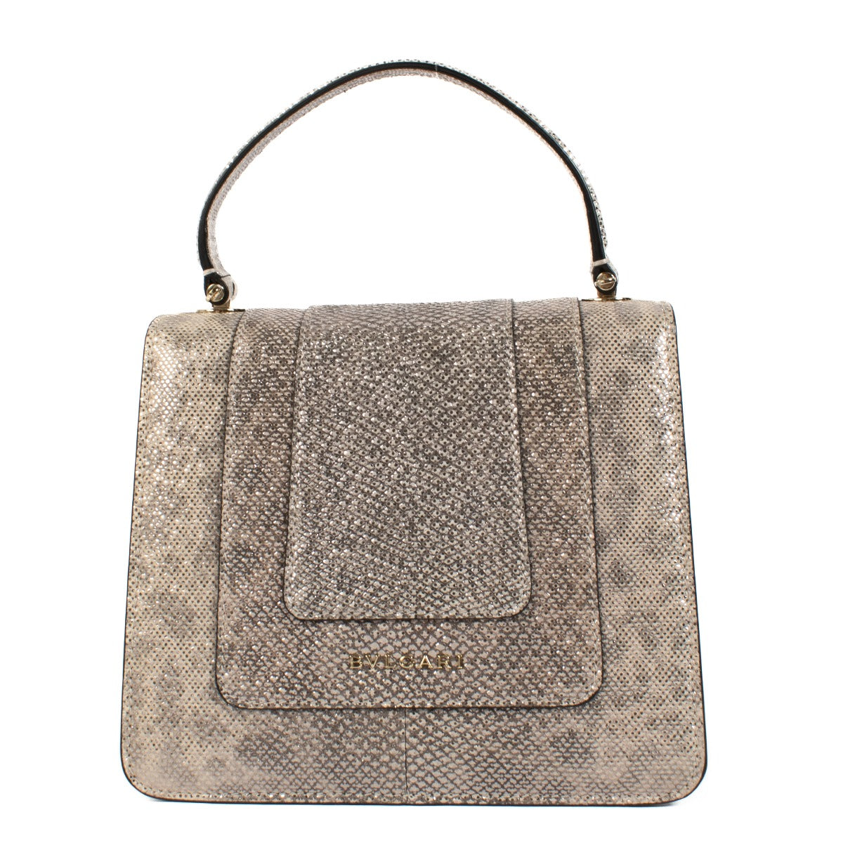 Bvlgari Metallic Karung Snakeskin Serpenti Forever Top Handle Bag