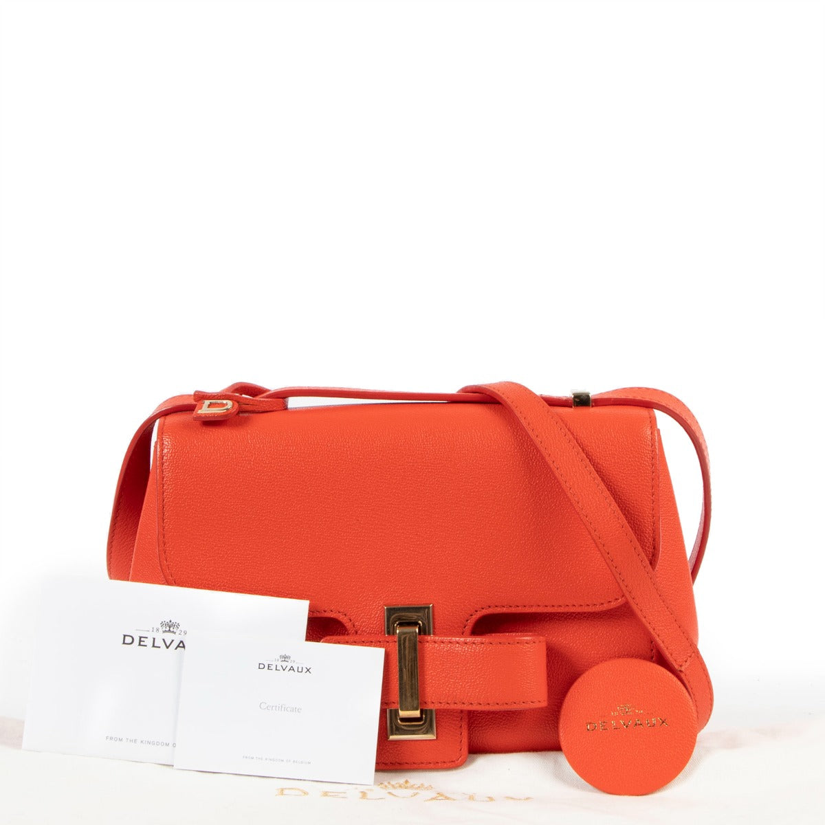 Delvaux Spring/Summer 2016 Simplissime City PM Piment Rodéo Calf Crossbody Bag