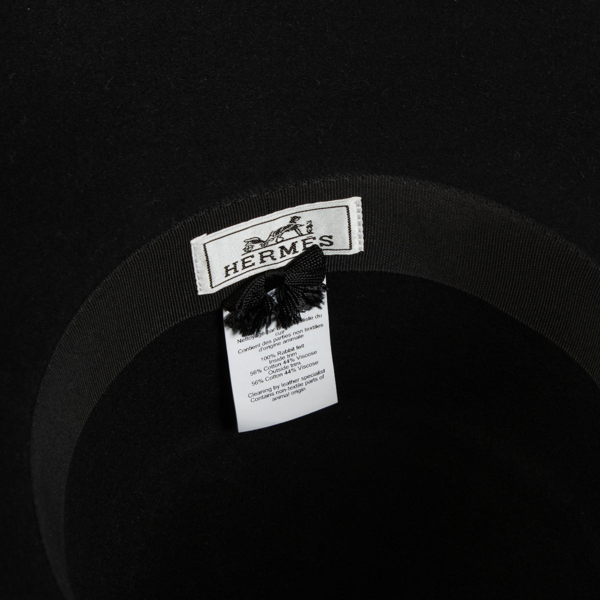Hermès Black Rabbit Felt Hat - Size 58