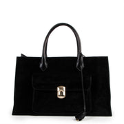 Balenciaga Black Suede Padlock Work S Handbag