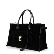 Balenciaga Black Suede Padlock Work S Handbag