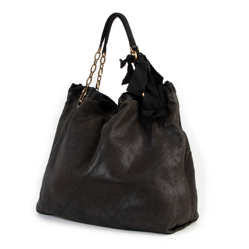 Lanvin Black Amalia Leather Ribbon Shoulder Bag