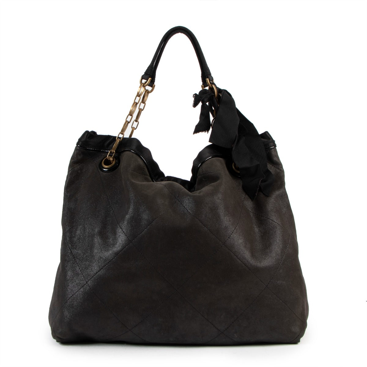 Lanvin Black Amalia Leather Ribbon Shoulder Bag