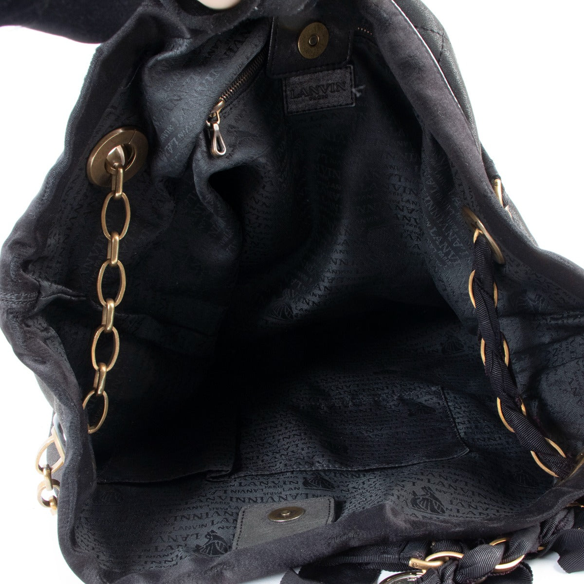 Lanvin Black Amalia Leather Ribbon Shoulder Bag