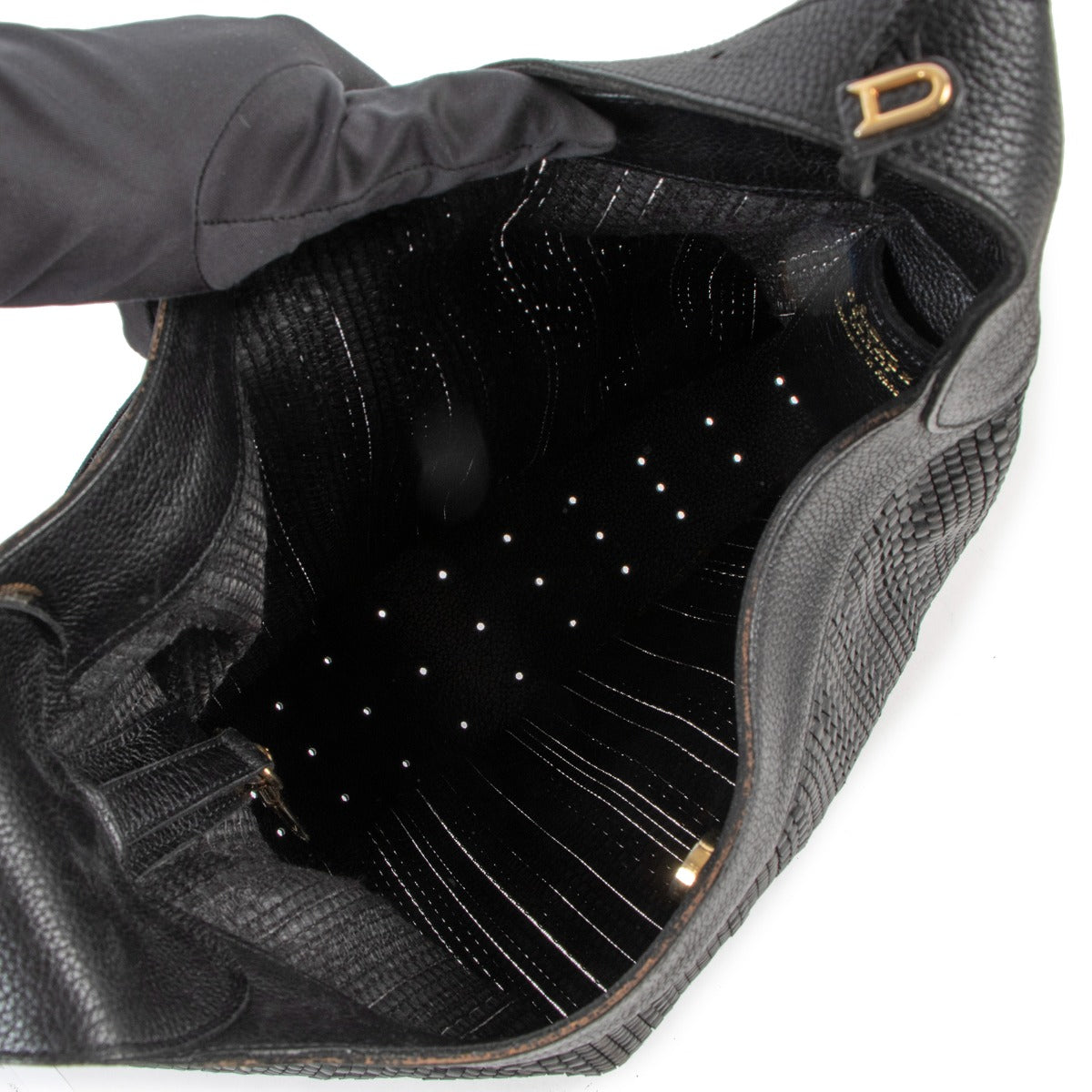 Buy authentic second hand Delvaux Black Satan Toile de cuir Shoulder bag in good condition at Labellov in Antwerp.