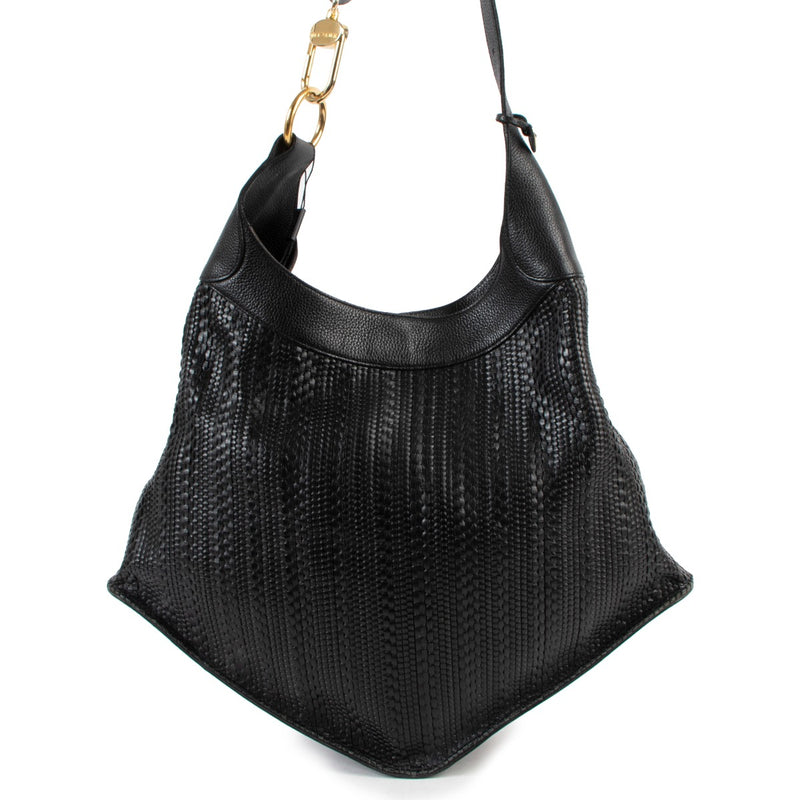 Buy authentic second hand Delvaux Black Satan Toile de cuir Shoulder bag in good condition at Labellov in Antwerp.