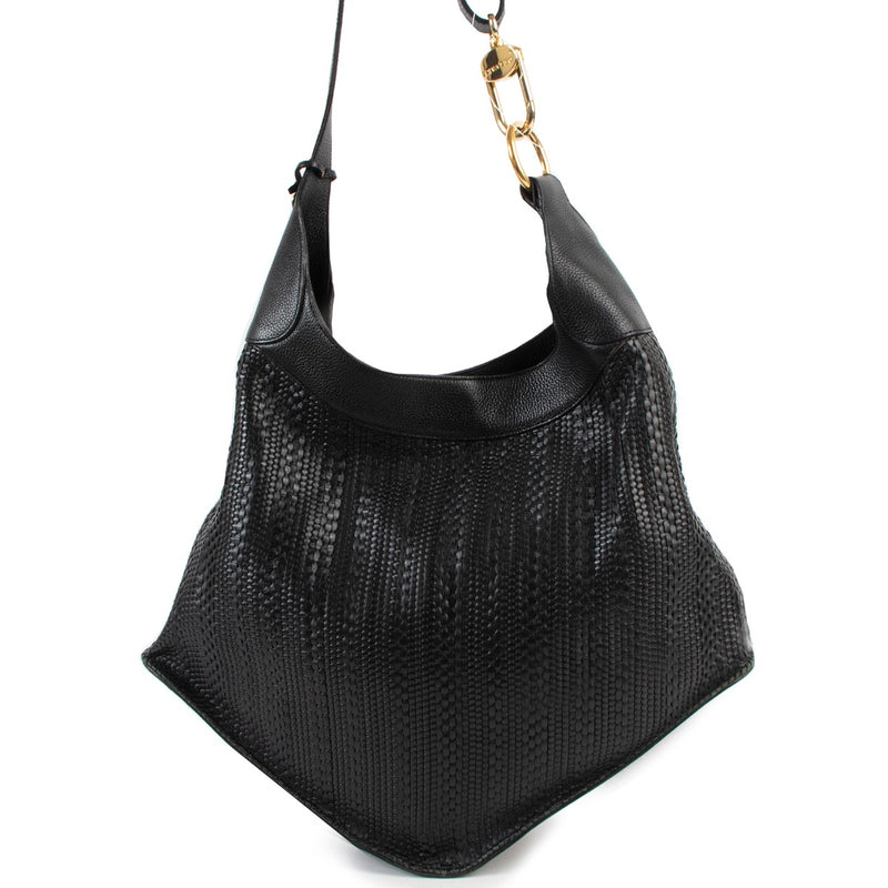 Buy authentic second hand Delvaux Black Satan Toile de cuir Shoulder bag in good condition at Labellov in Antwerp.
