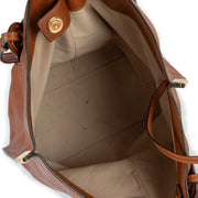 Chloé Cognac Logo Embossed Leather Medium Vick Tote Bag