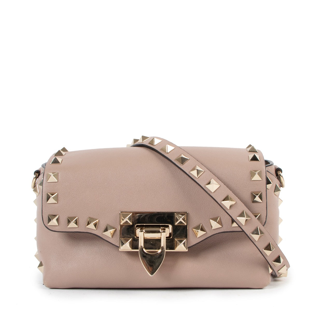 Buy authentic second hand Valentino Pink Garavani Rockstud Crossbody Bag in good condition at Labellov in Antwerp.