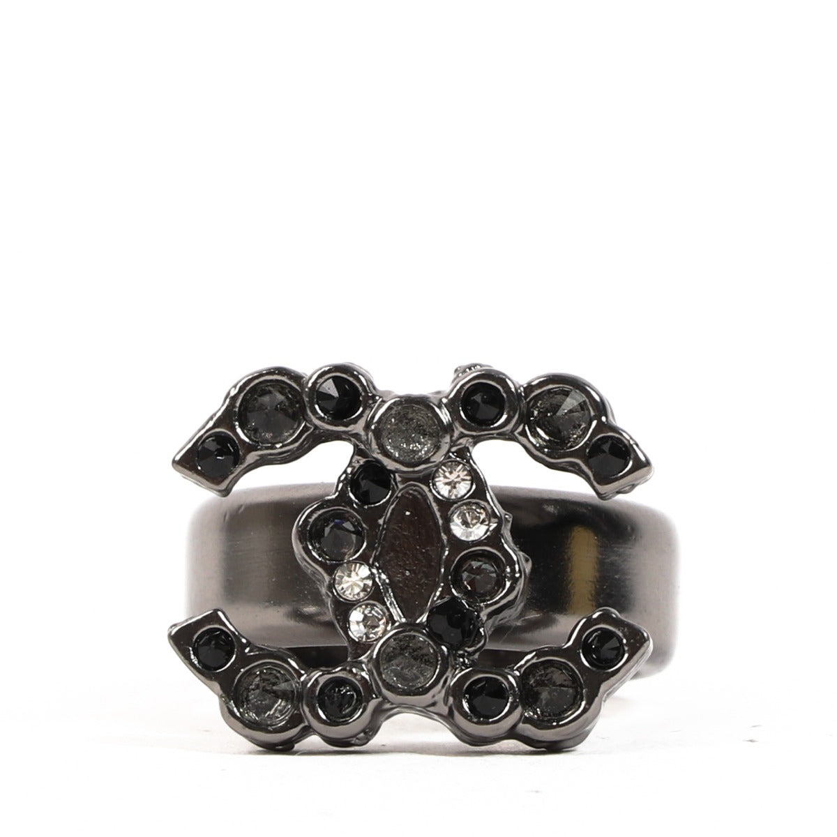 Chanel 18A Crystal Stud CC Ring