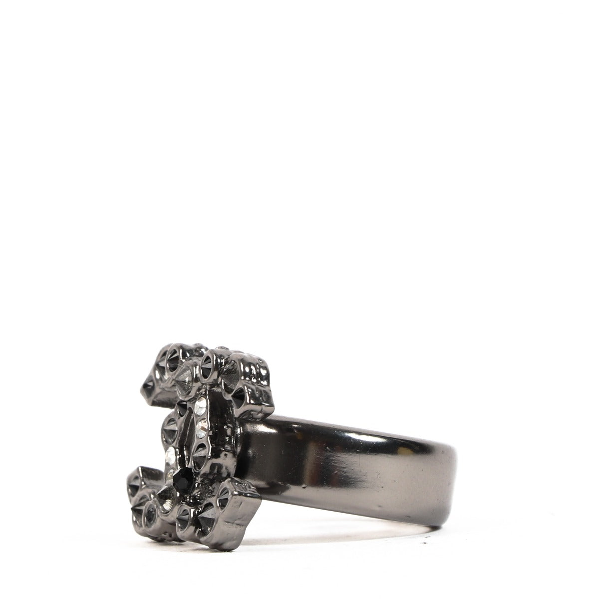 Chanel 18A Crystal Stud CC Ring
