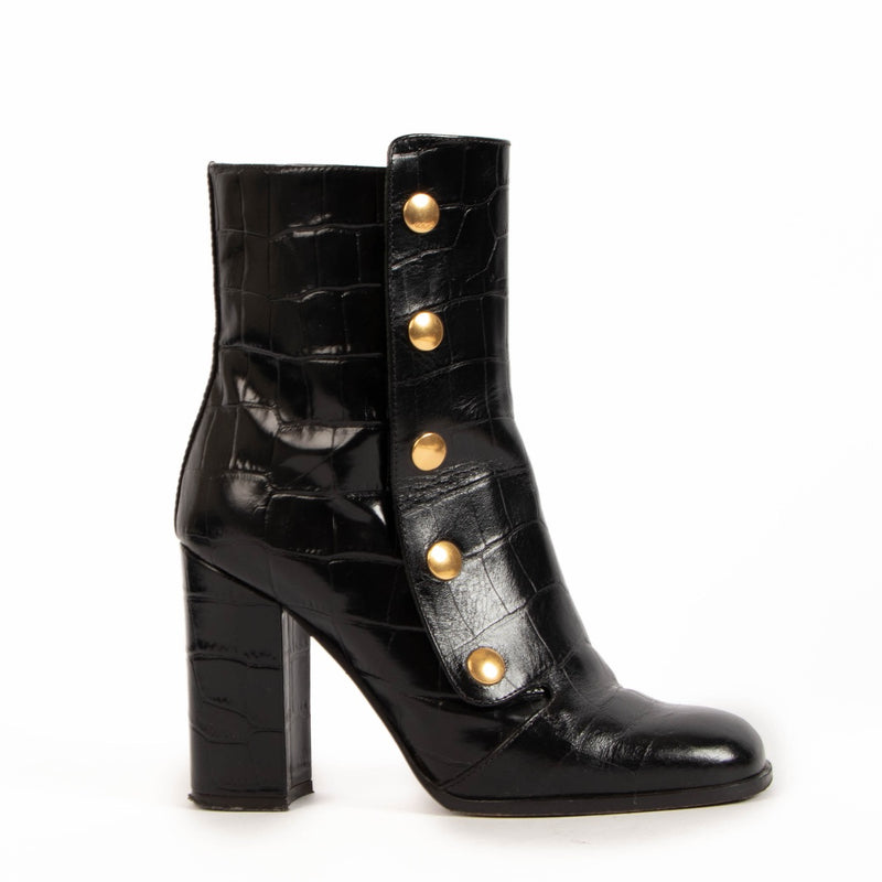 Shop safe online at Labellov in Antwerp, Brussel and Knokke these 100% authentic second hand Mulberry Black Croc Embossed Marylebone Ankle Boots - size 37