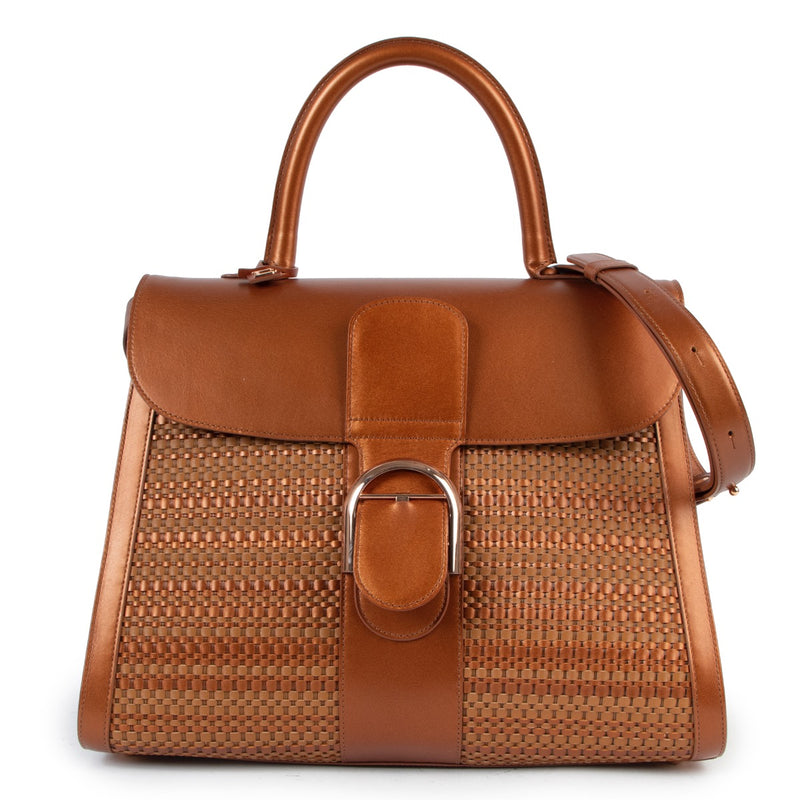 Shop safe online at Labellov in Antwerp this 100% authentic second hand Delvaux Bronze Toile De Cuir GM Brillant