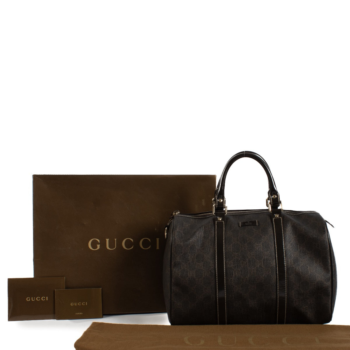 shop 100% authentic second hand Gucci Brown GG Canvas Medium Joy Boston Bag on Labellov.com