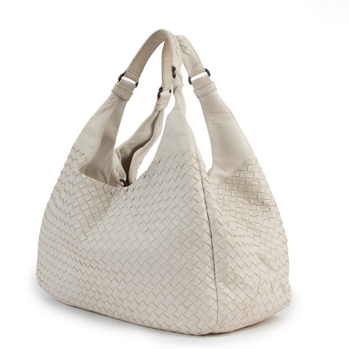 Buy online authentic second hand Bottega Veneta White Intrecciato Shoulder Bag in very good condition at Labellov in Antwerp