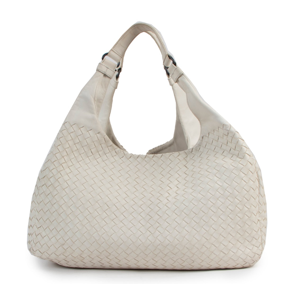 Buy online authentic second hand Bottega Veneta White Intrecciato Shoulder Bag in very good condition at Labellov in Antwerp