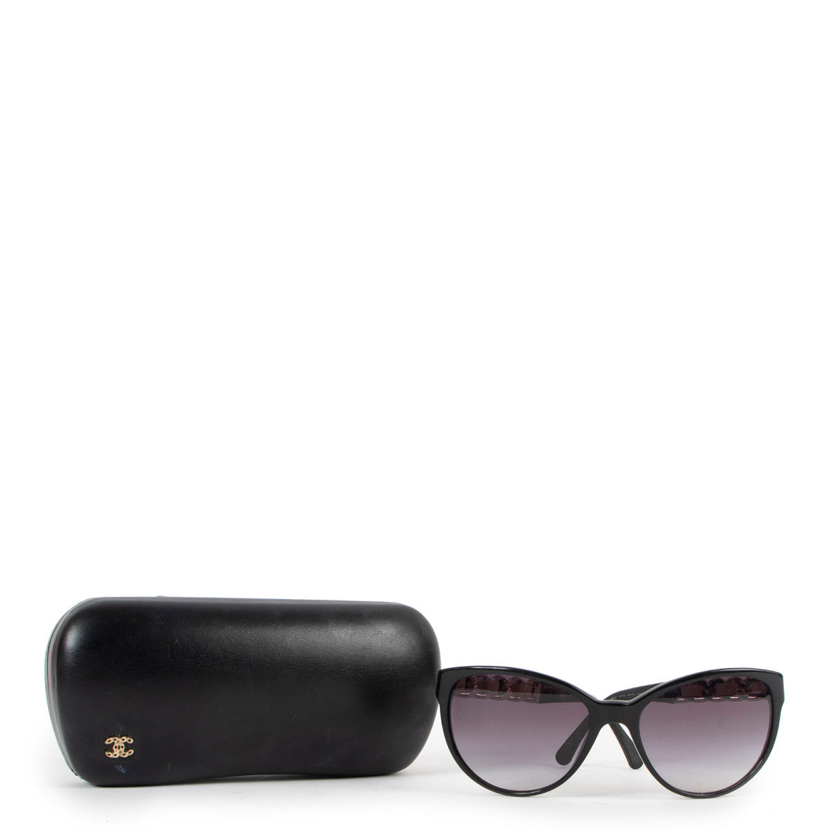 Chanel Black Cat Eye Chain Leg Sunglasses