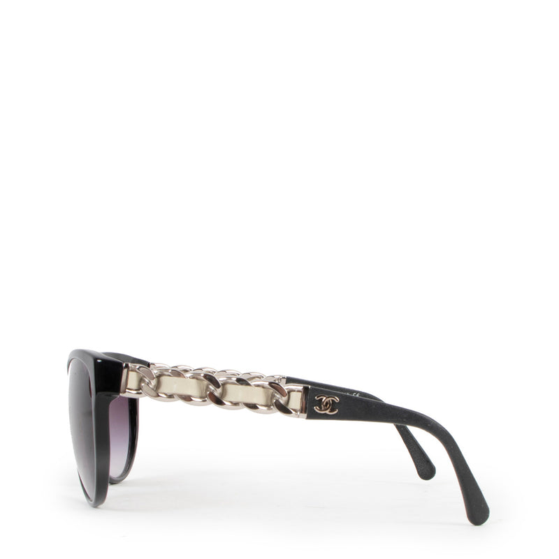 Chanel Black Cat Eye Chain Leg Sunglasses