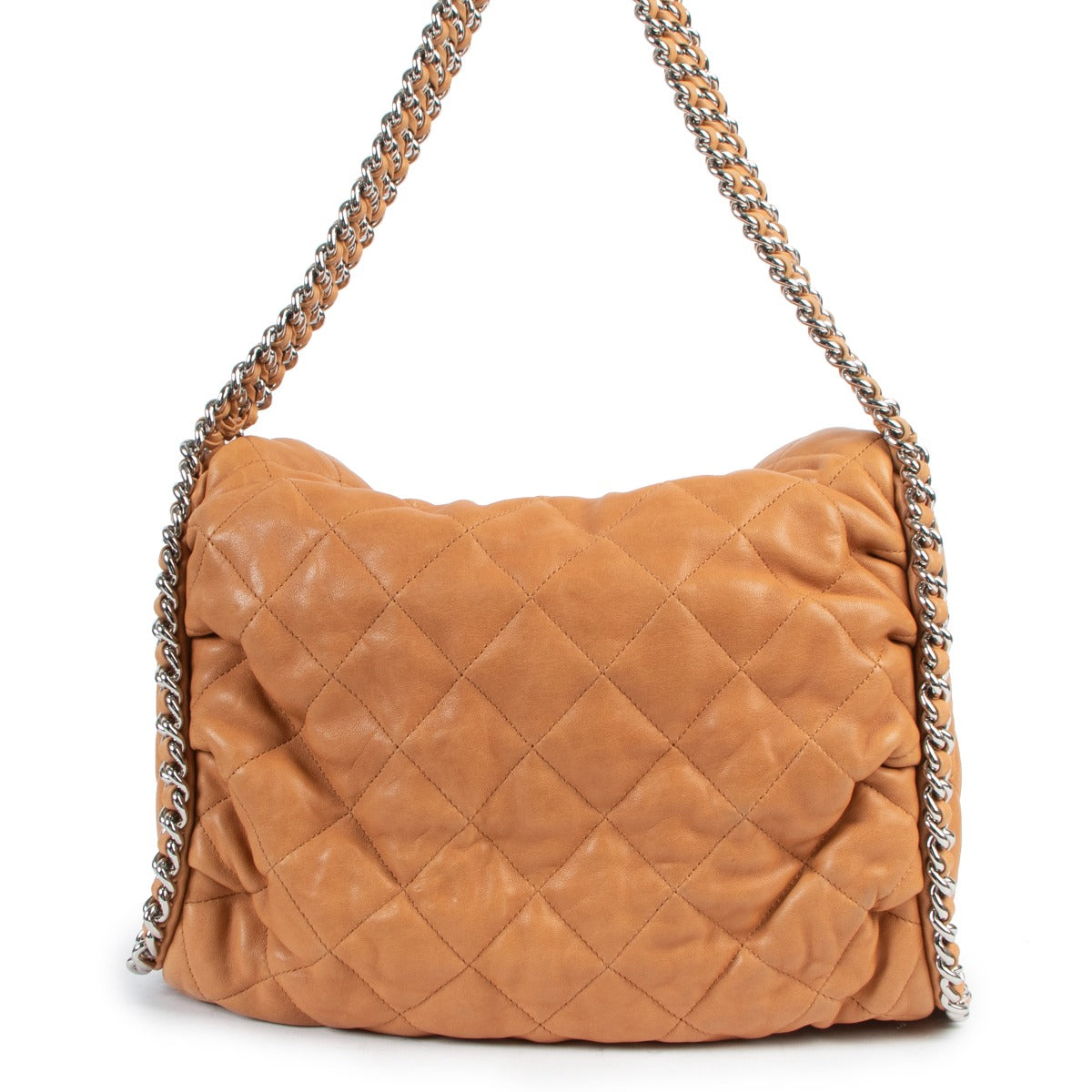 Chanel Honey Beige Quilted Washed Lambskin Chain Around Hobo Bag