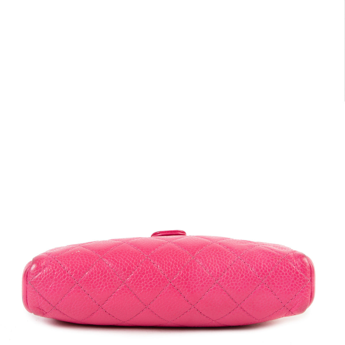 Chanel Pink Quilted Caviar Mini Phone Holder Clutch Pouch