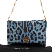 Dolce & Gabbana Blue Leopard Denim Miss Martini Crossbody Bag for the