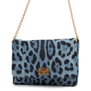 Dolce & Gabbana Blue Leopard Denim Miss Martini Crossbody Bag
