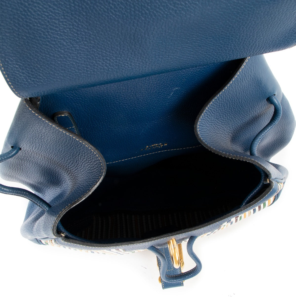 Delvaux Blue Toile De Cuir Lucifer Backpack