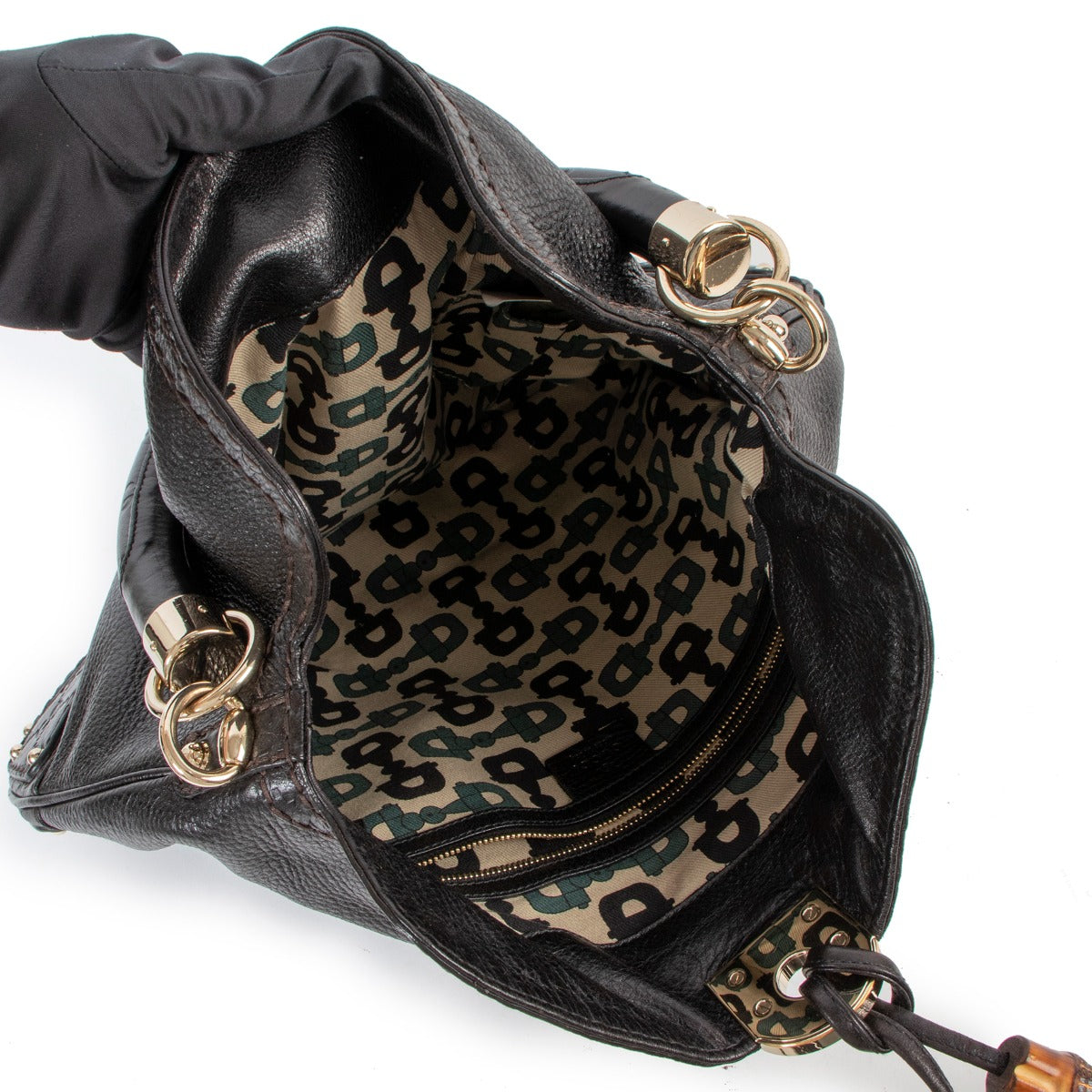 Gucci Black Guccissima Indy Medium Top Handle Bag