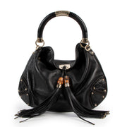 Gucci Black Guccissima Indy Medium Top Handle Bag