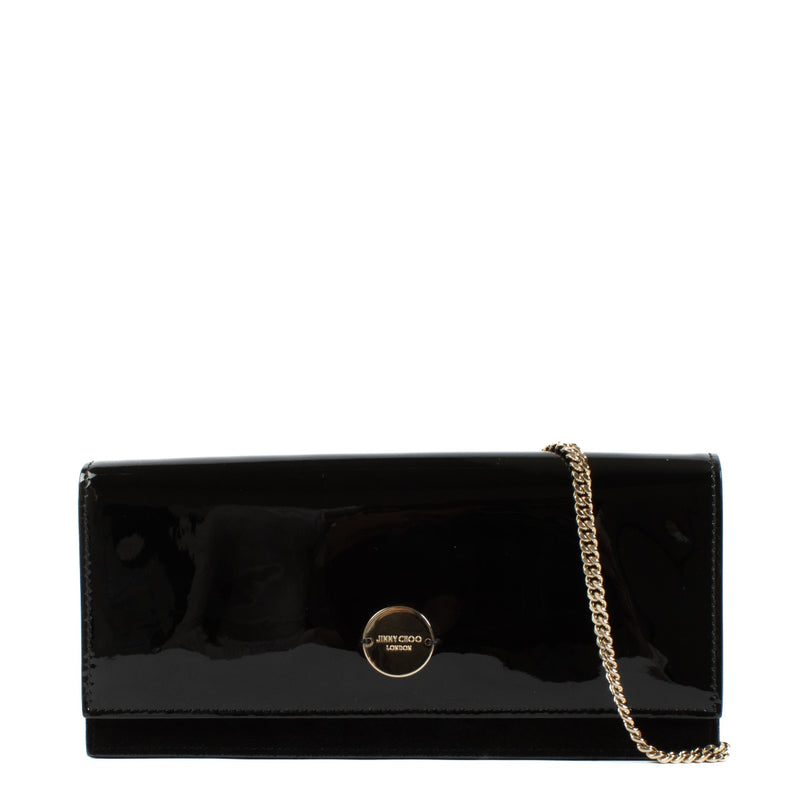 Jimmy Choo Black Patent Leather Fie Chain Clutch
