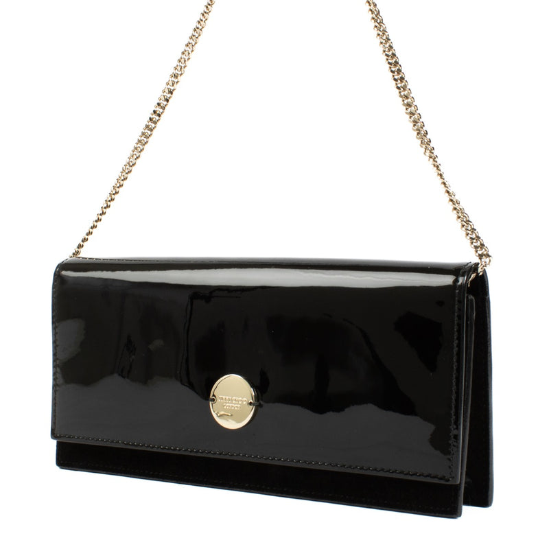 Jimmy Choo Black Patent Leather Fie Chain Clutch