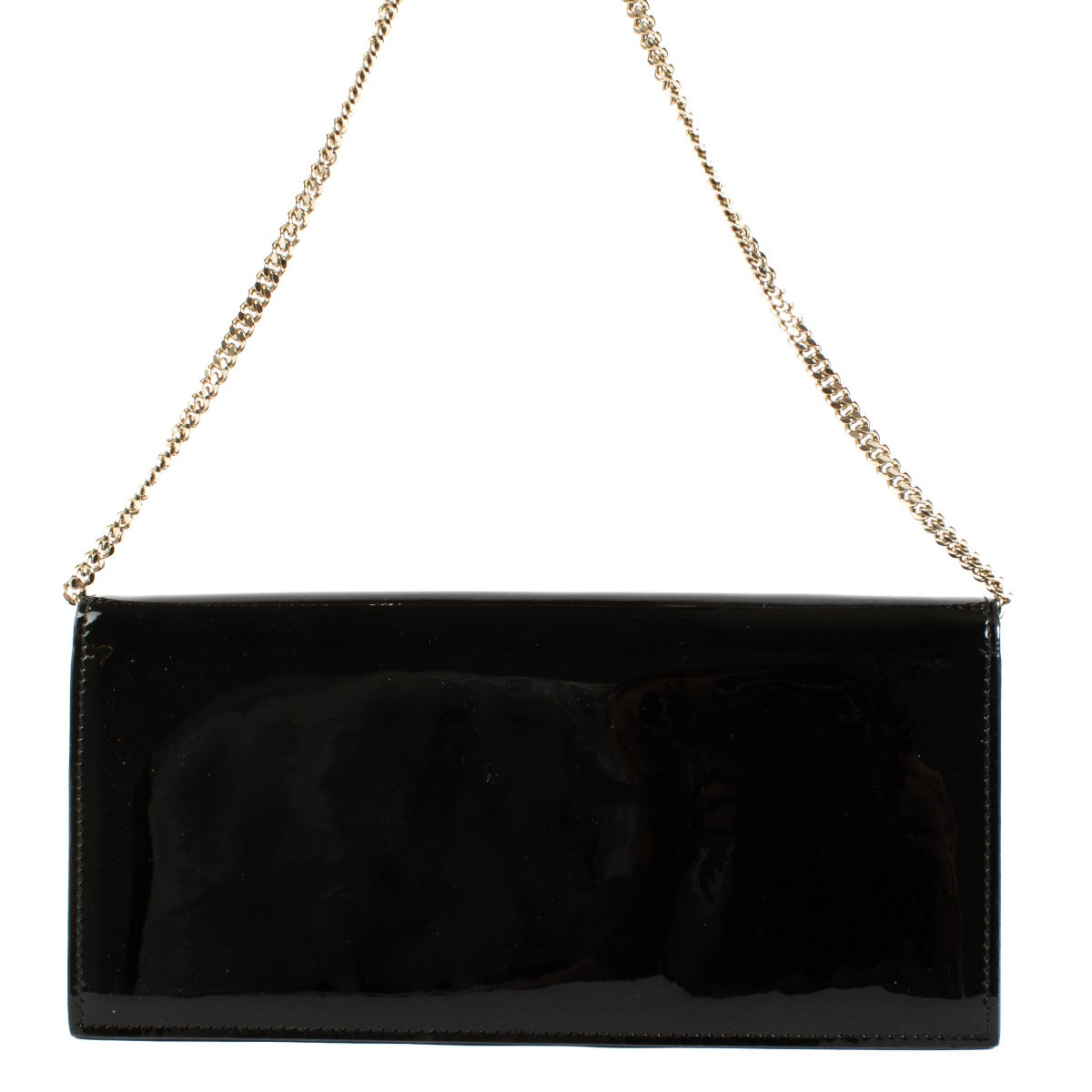 Jimmy Choo Black Patent Leather Fie Chain Clutch
