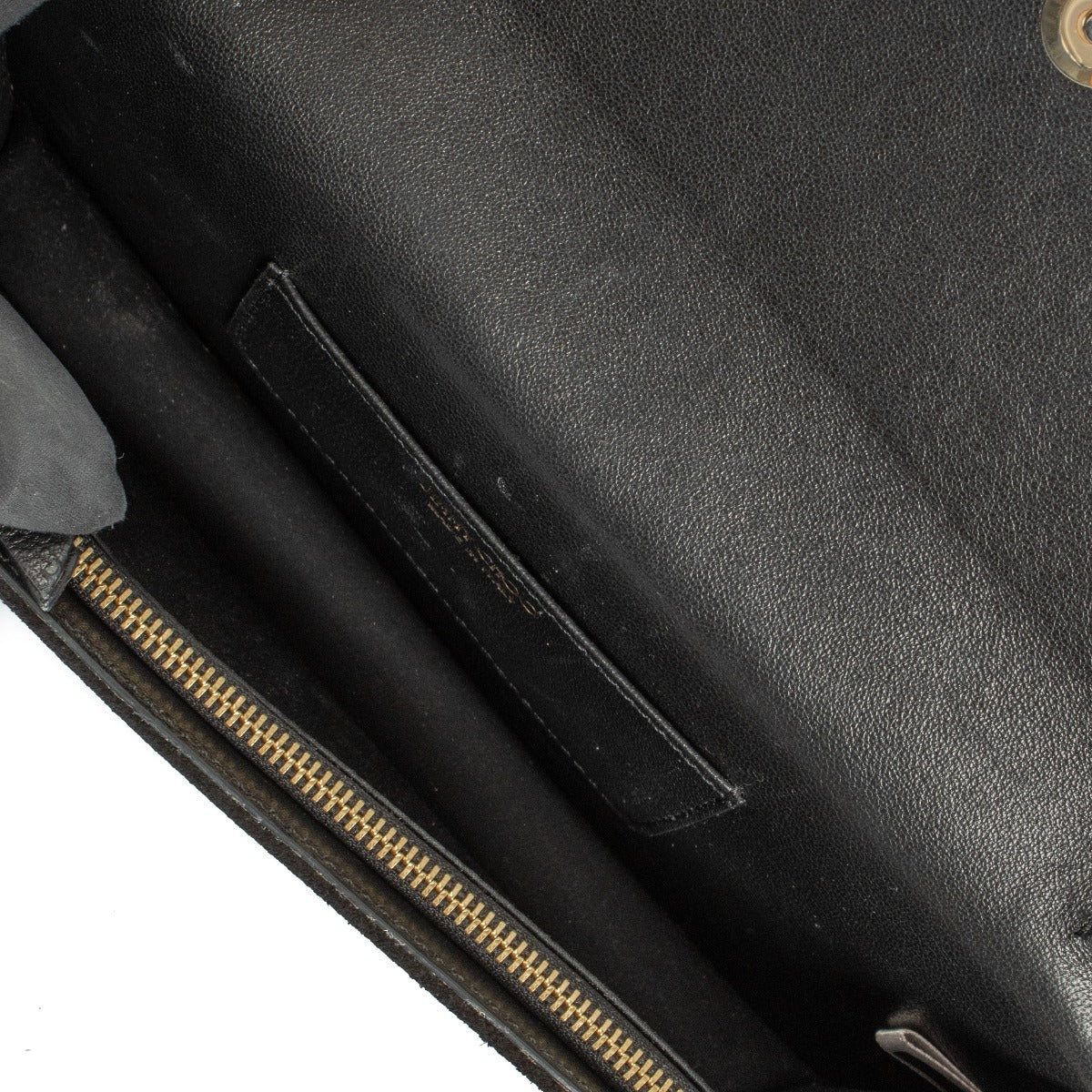 Jimmy Choo Black Patent Leather Fie Chain Clutch