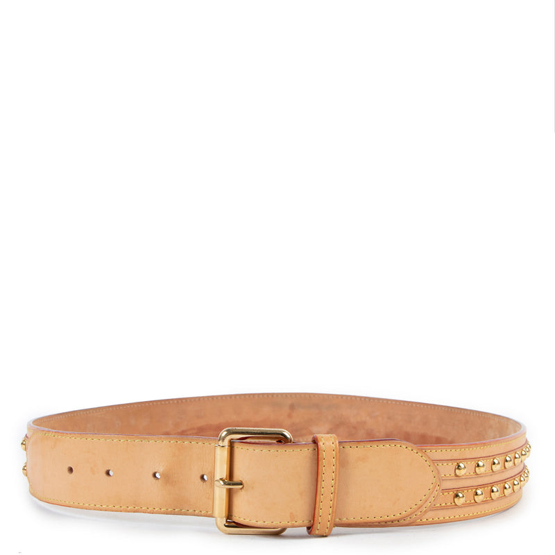 Louis Vuitton Vachetta Leren Riem met Studs - Maat 90