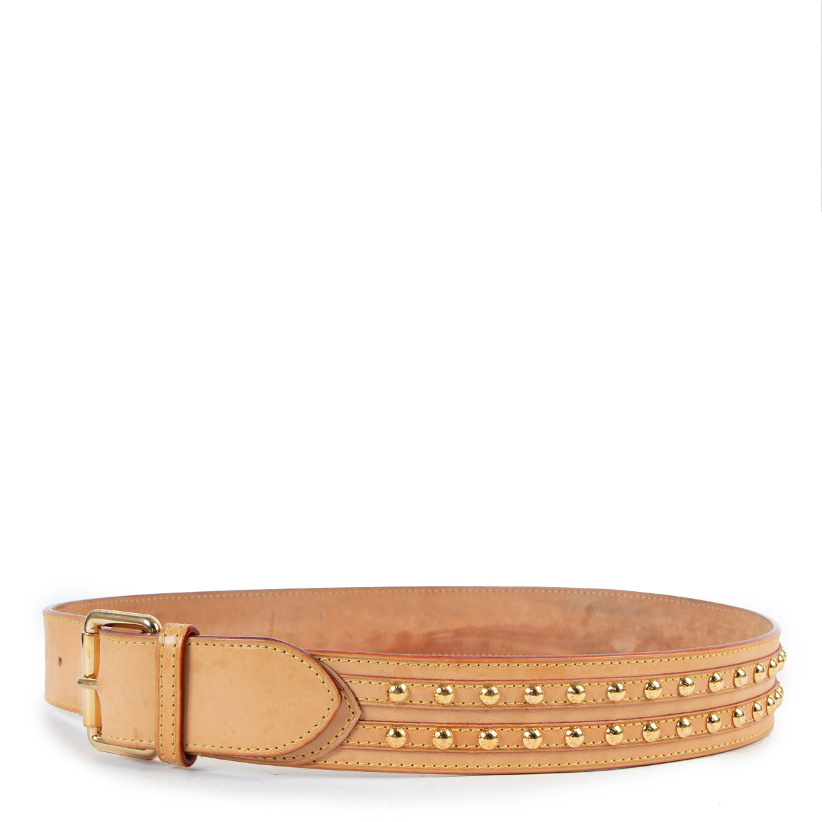 Ceinture cloutée Louis Vuitton en cuir Vachetta - Taille 90