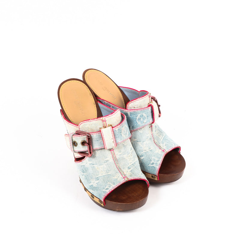 Louis Vuitton Rosa Denim Muilklompen - Maat 40