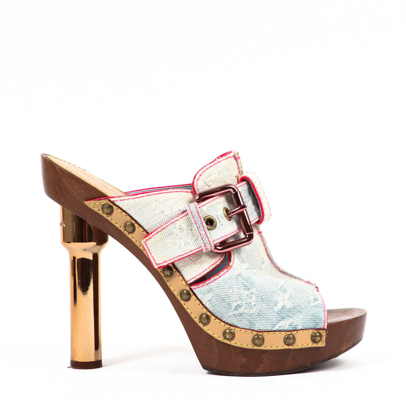 Louis Vuitton Rosa Denim Muilklompen - Maat 40