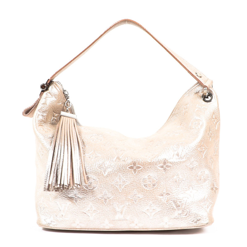 Buy an authentic second-hand Louis Vuitton Pink Monogram Leather Shimmer Top Handle Bag in very good condition at Labellov in Antwerp.