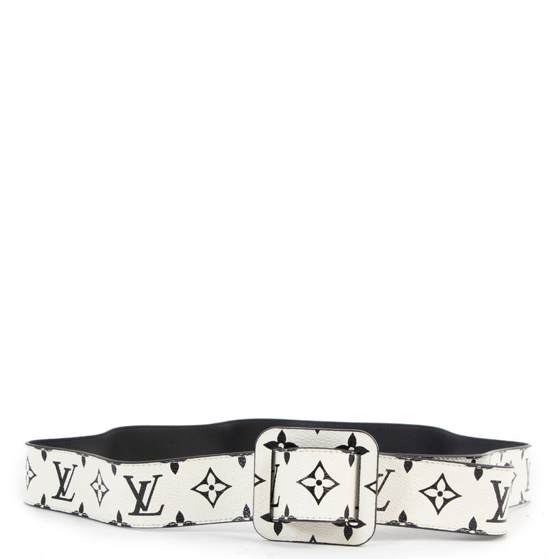 Shop now for your pre-loved, 100% authentic Louis Vuitton Black and White Monogram Belt - Size 80 at Labellov.