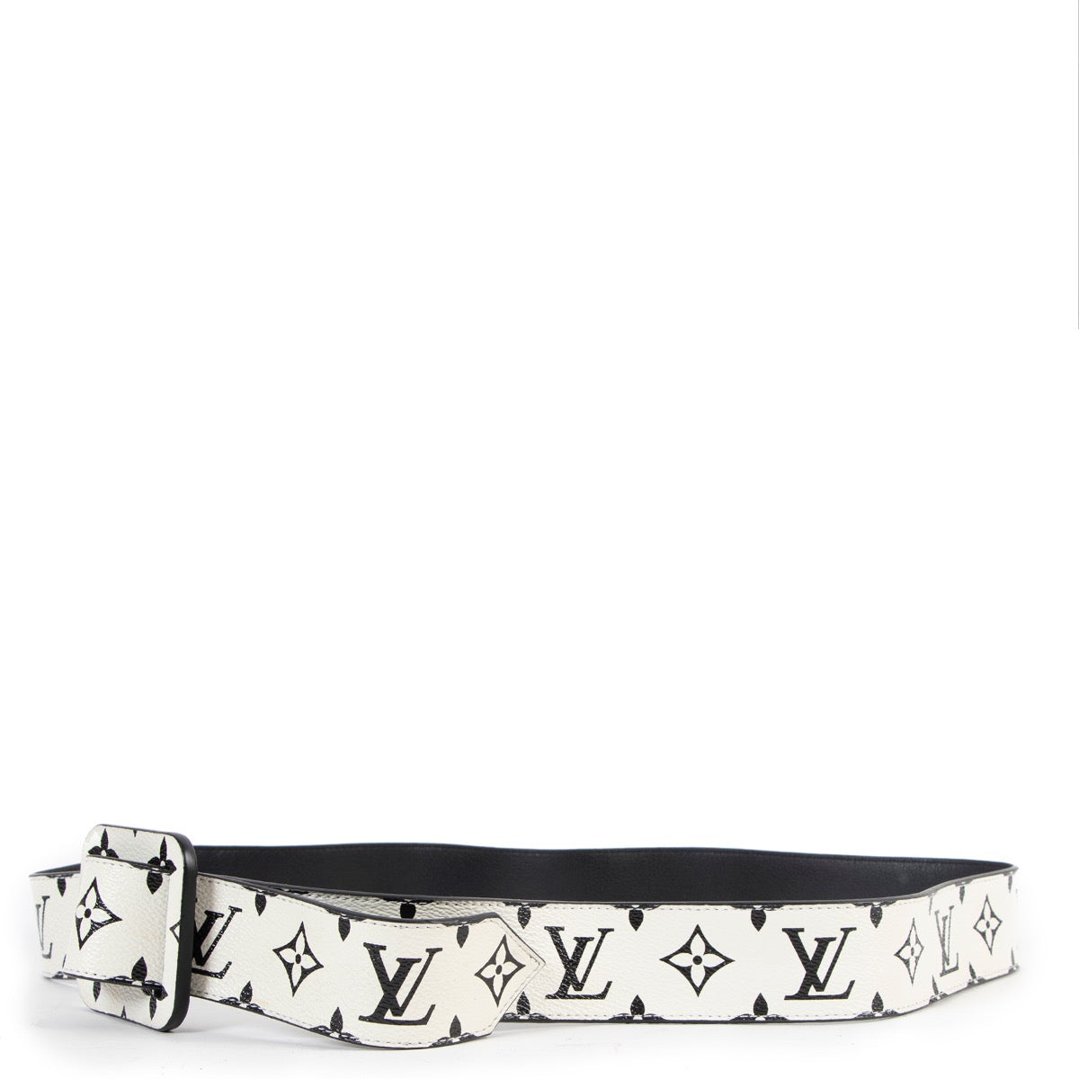 Shop now for your pre-loved, 100% authentic Louis Vuitton Black and White Monogram Belt - Size 80 at Labellov.